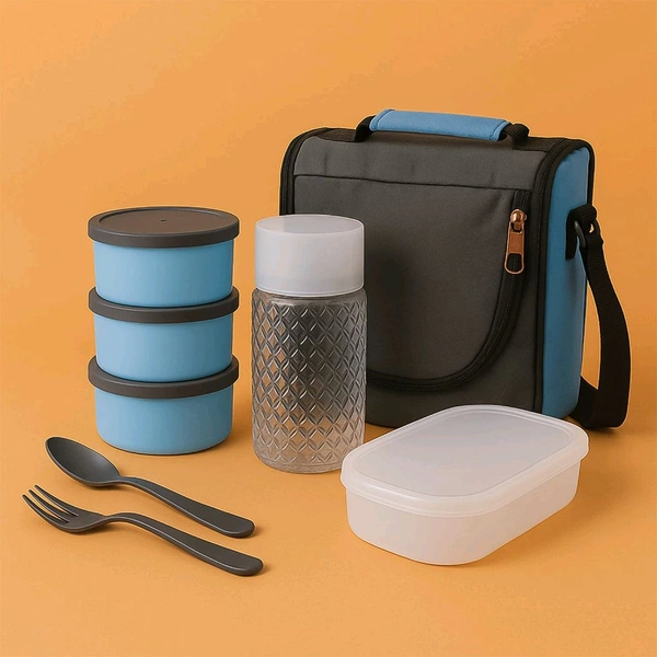 All-in-One Lunch Box With Fabric Bag For Office & School Use
