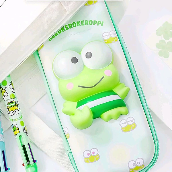 Cartoon 3D Pencil Pouch for Kids – Soft EVA Hard Shell Stationery Case with Zipper | Cute Frog Design Storage Box for School Supplies (1 Pc)