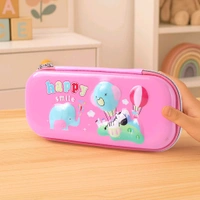 Kids Cartoon Printed Pencil Case – Hard Shell Zippered Stationery Pouch with Cute Animal Design | Durable Storage Box for School Supplies (1 Pc)