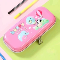 Kids Cartoon Printed Pencil Case – Hard Shell Zippered Stationery Pouch with Cute Animal Design | Durable Storage Box for School Supplies (1 Pc)