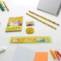 6 Pc Set Stationary Set Including Pencil Ruler Rubber Pencil Sharpener School, Office Product Gift