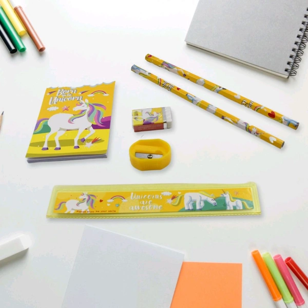 6 Pc Set Stationary Set Including Pencil Ruler Rubber Pencil Sharpener School, Office Product Gift