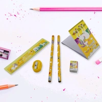 6 Pc Set Stationary Set Including Pencil Ruler Rubber Pencil Sharpener School, Office Product Gift