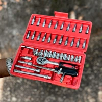 46 In 1 Pcs Tool Kit & Screwdriver and Socket Set, Hand Tool Kit Wrench Set Multi Purpose Combination Tool Case Precision Socket Set, Bike Tool Kit Set All Bike, Car Tool Kit Set
