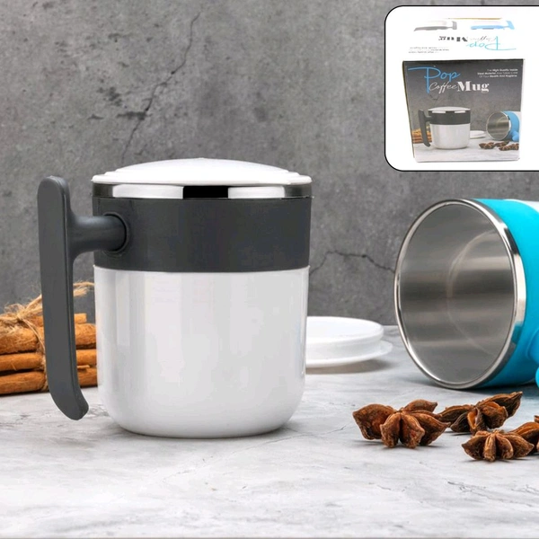 Stainless Steel Lid Cover Hot Coffee/Tea Mug Hot Insulated Double Wall Stainless Steel, Coffee, and Milk Cup with Lid & Handle Easy To Carry