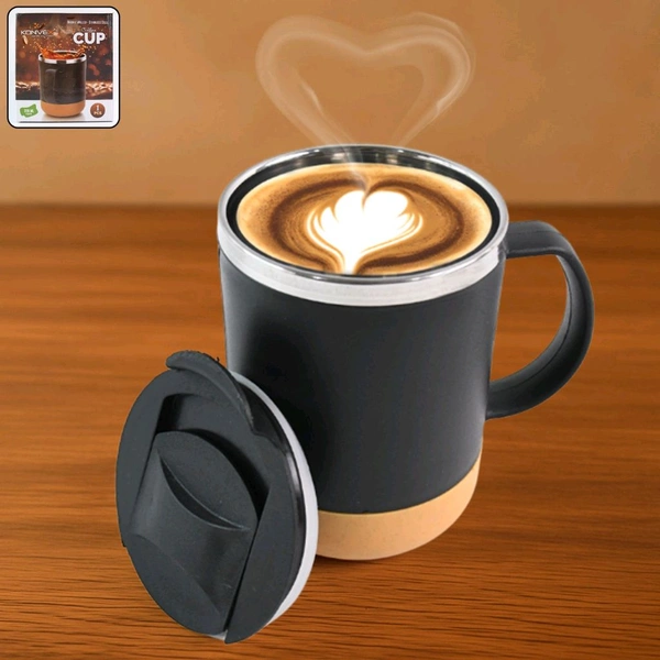 350ml Insulated Coffee Mug with Spill-Proof Lid – Double Wall Travel Cup for Hot & Cold Beverages – Stylish and Beige Reusable Drinkware for Home, Office, and Outdoor Use