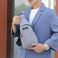 Waterproof anti-theft Theft Crossbody fanny pack waist bag PU Leather Shoulder Bags Chest Men Casual fashion USB Charging earphone hook Sling Travel Messengers Bag