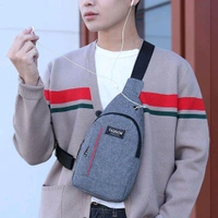 Waterproof anti-theft Theft Crossbody fanny pack waist bag PU Leather Shoulder Bags Chest Men Casual fashion USB Charging earphone hook Sling Travel Messengers Bag
