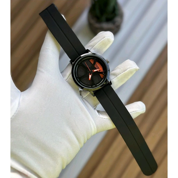 Feebok Alloy Spinning Dial Watch – Bold. Unique. Effortless (Pack Of 1) - Orange Wheel