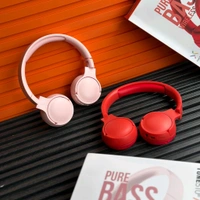 Wireless Earphone Headphones With Microphone Lightweight, For Music Lovers & Professionals - Suitable for Travel, Office & Home - Pink