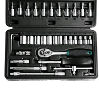 Combination Tool Kit - Metal 1/4 Socket Set (Black, 46pcs)