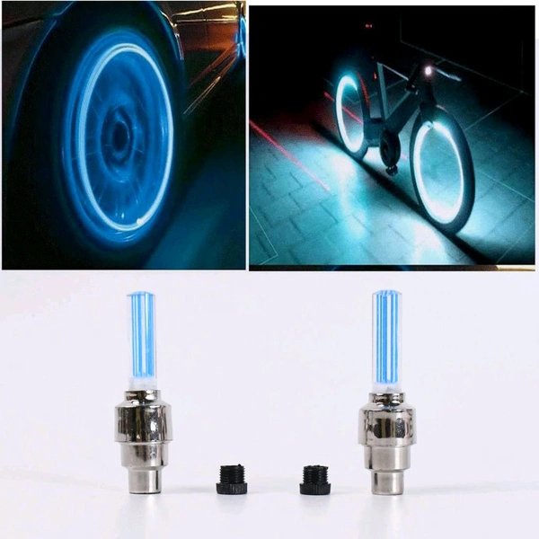 Tire valve cap lights screw onto the valve stem of your car, bicycles, or motorcycle in seconds (Pack Of 4)