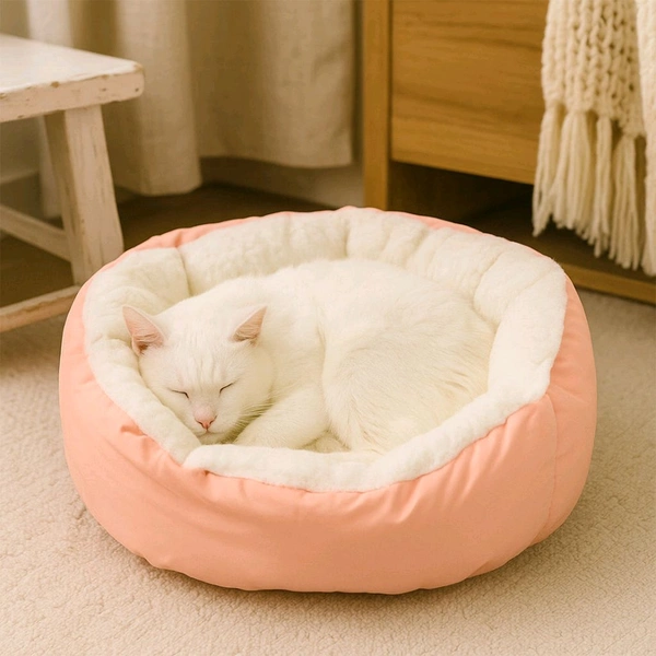 Soft Plush Pet Bed for Small Cats and Dogs – Comfortable Sleeping Cushion Ultra-Cozy Indoor Washable Pet Nest