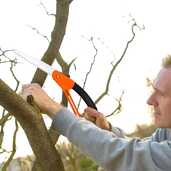 15 inch Mini Pruning Folding Saw High Hardness Steel Grinding Teeth, Soft Silicone Non-Slip Handle
