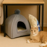 Luxury Soft Plush Indoor Cat & Small Pet Tent Bed House with Removable Cushion – Warm and Cozy Foldable Dome Shelter for Dogs, Cats, Kittens & Puppies