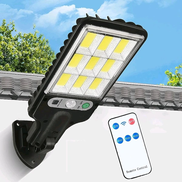 High-Power Solar LED Street Light with Motion Sensor & Remote Control – Wall Mount Outdoor Waterproof Lamp for Garden, Gate, Street, and Security Lighting Rechargeable