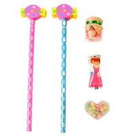 Candy Design Pencil Set with Accessories – 1 Set Stationery Combo for Kids (Includes 2 Pencils, Eraser, and Mini Jar)