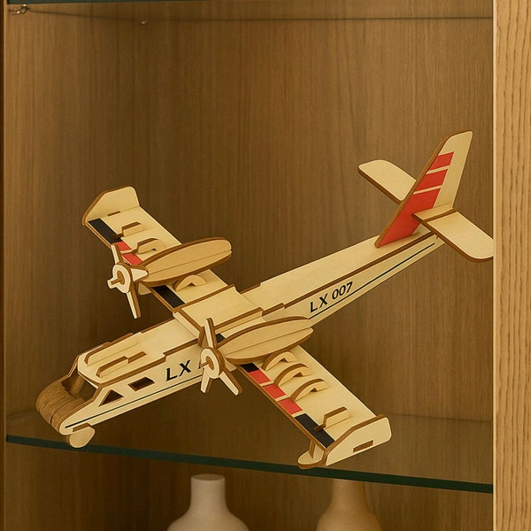 3D Wooden Aircraft Puzzle DIY Assembly Kit – Educational Model Toy for Kids & Adults with Laser-Cut Interlocking Pieces, Creative Handcraft Set for Learning, Display & Gifting