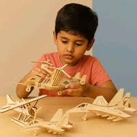 3D Wooden Aircraft Puzzle DIY Assembly Kit – Educational Model Toy for Kids & Adults with Laser-Cut Interlocking Pieces, Creative Handcraft Set for Learning, Display & Gifting