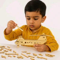 3D Wooden Aircraft Puzzle DIY Assembly Kit – Educational Model Toy for Kids & Adults with Laser-Cut Interlocking Pieces, Creative Handcraft Set for Learning, Display & Gifting