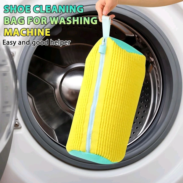Shoe Cleaning Mop Cover with Microfiber Chenille Lining & Zipper – Reusable Washable Scrubber Bag for Washing Machine or Manual Use
