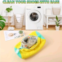Shoe Cleaning Mop Cover with Microfiber Chenille Lining & Zipper – Reusable Washable Scrubber Bag for Washing Machine or Manual Use