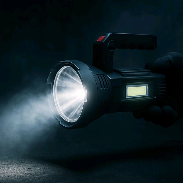 Heavy-Duty Rechargeable USB LED Hand Torch with COB Side Light Grip – Multipurpose Search Light for Outdoor, Camping, and Emergency Use