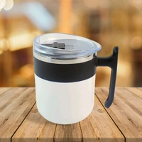 Stainless Steel Pop Inner Mug – 350 ml Approx Capacity – Double Wall Insulated Coffee/Tea Mug with Spill-Resistant Lid and Comfortable Handle – White Outer Body Travel Mug for Home, Office & Gifting