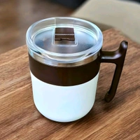 Stainless Steel Pop Inner Mug – 350 ml Approx Capacity – Double Wall Insulated Coffee/Tea Mug with Spill-Resistant Lid and Comfortable Handle – White Outer Body Travel Mug for Home, Office & Gifting