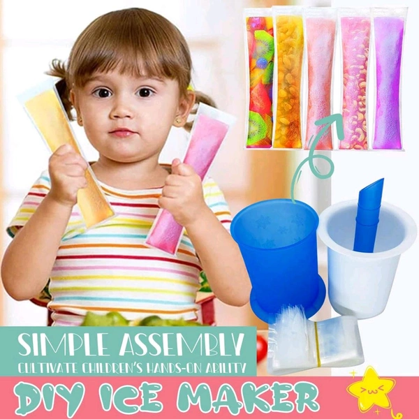 Homemade sicle Maker Manual Ice Cream Machine With Approx 20 Pcs Packing Bag sicle Mold Convenient Maker Manual Ice Cream Machine For Kids Adults DIY, Reusable