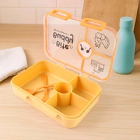 Bite Buddy 4-Compartment Leak-Resistant Plastic Lunch Box with Spoon & Fork – BPA-Free Tiffin Box for Kids and Office – Snap Lock Lid – 1 Set