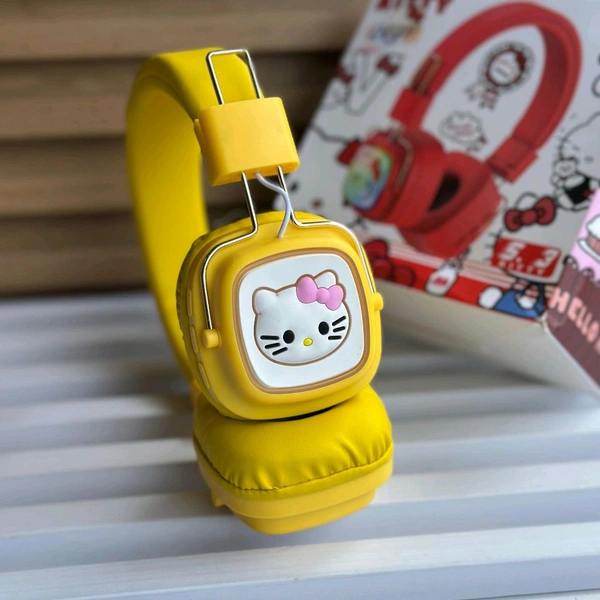 Cute RGB Cartoon Wireless Headphones – AH-816 Series. Wireless High Fidelity Sound Quality, Volume Control Ear Hanging Earphones - Hello Kitty