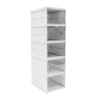 Multifunctional Storage, for Clothes Foldable Drawer Shelf Basket Utility Cart Rack Storage Organizer Cart for Kitchen, Pantry Closet, Bedroom, Bathroom, Laundry (5 Layer / 1 Pc)