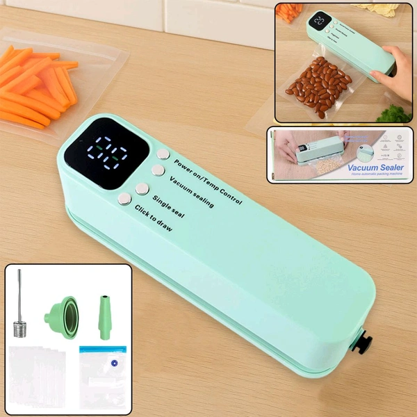 Electric Vacuum Sealer Machine with Digital Display, Multi-Mode Sealing & 6 Storage Bags – Ideal for Airtight Food Packaging & Storage