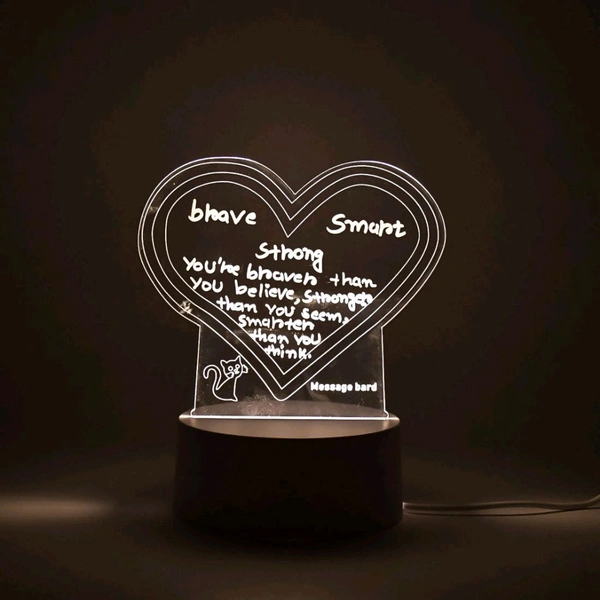 Creative Visualization Lamp 3 D Acrylic Decorative Lamp for Creative Keeps Notes Drawing Table Lamp With Pen for Home Decor / Bedroom / Gift / Office Decoration / Erasable Board (1 pc)