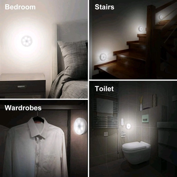 Wireless Battery Operated LED Motion Sensor Wall Light for Hallway, Wardrobe, Basement, Cupboard, Garage - Pack Of 5