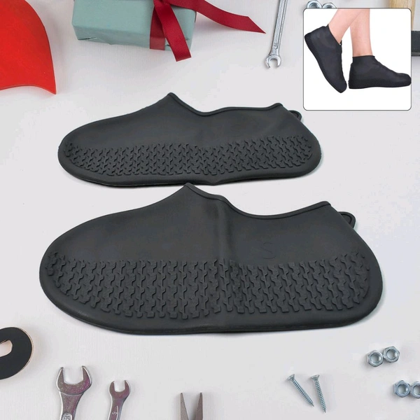 Non-Slip Silicone Reusable Waterproof Rain Shoes Covers Slip-Resistant Rubber Rain Boot Overshoes (1 Pair / Small / Mix Color)