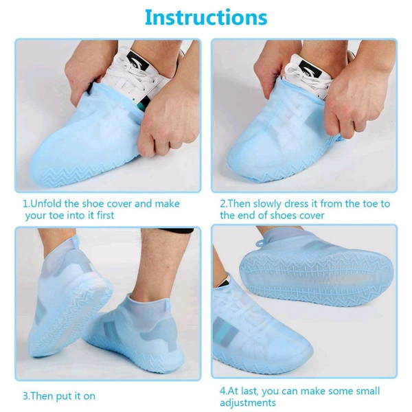 Non-Slip Silicone Rain Reusable Anti skid Waterproof Fordable Boot Shoe Cover (Mix Color)
