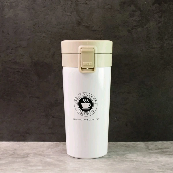 Premium 400 ML Stainless Steel Vacuum Insulated Coffee Flask with Flip Lock Lid – Double Wall Travel Mug for Hot & Cold Beverages – Spill-Proof and Portable Café Style Thermos Cup