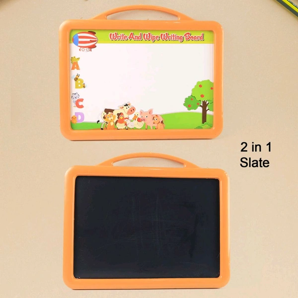 2-in-1 Double-Sided Write and Wipe Educational Drawing Board for Kids – Portable Whiteboard & Blackboard with Marker