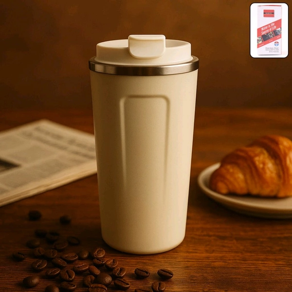 450 ML Stainless Steel Thermo Travel Mug – Leakproof Double Wall Insulated Coffee Tumbler with Lid | Reusable Hot & Cold Beverage Flask for Office, Commute & Outdoors 