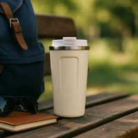 450 ML Stainless Steel Thermo Travel Mug – Leakproof Double Wall Insulated Coffee Tumbler with Lid | Reusable Hot & Cold Beverage Flask for Office, Commute & Outdoors 