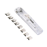 Portable Paper Clam With 8 Pcs Clip Dispenser Handheld Paper Fast Clam Clip Dispenser Labor Saving Wrapping Paper Handheld Student Paper Clipper for Home Office School Teacher Gifts (1 Set)
