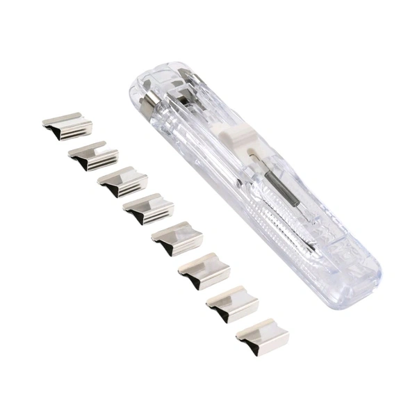 Portable Paper Clam With 8 Pcs Clip Dispenser Handheld Paper Fast Clam Clip Dispenser Labor Saving Wrapping Paper Handheld Student Paper Clipper for Home Office School Teacher Gifts (1 Set)
