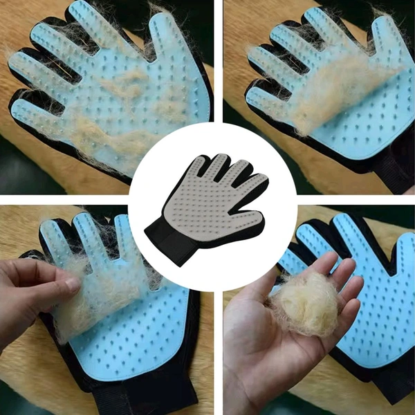 Deshedding Glove for Dogs & Cats | Soft Silicone Tips | One-Size Adjustable Fit | Easy Hair Removal (1 Pc)