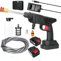48V Double Battery Car Washer Gun With 12.6v Charger Wireless High Pressure Washer Water Spray Gun