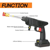 48V Double Battery Car Washer Gun With 12.6v Charger Wireless High Pressure Washer Water Spray Gun