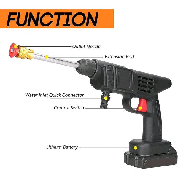 48V Double Battery Car Washer Gun With 12.6v Charger Wireless High Pressure Washer Water Spray Gun