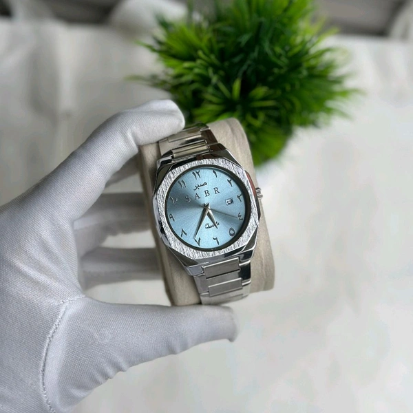 Arabic Numeral Dial Men's Watch – Quartz Movement, Date Display – Classic & Minimal Wristwatch for Daily & Formal Wear - Blue