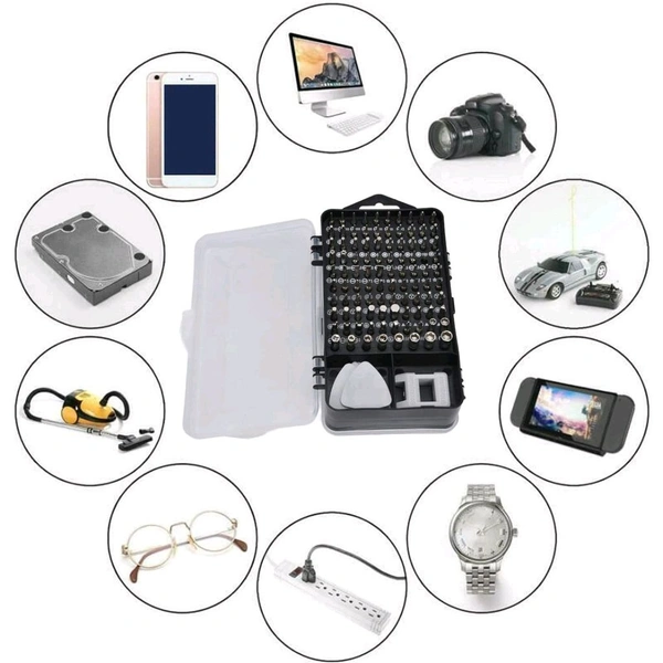117 Pcs Set Screwdriver Electronic Repair Tool Kit, Magnetic Bit Micro Screwdriver Set Phone Repair Tool Kit Electronics Precision for Computer, Laptop, Mobile, PC, Tablet, Game Console